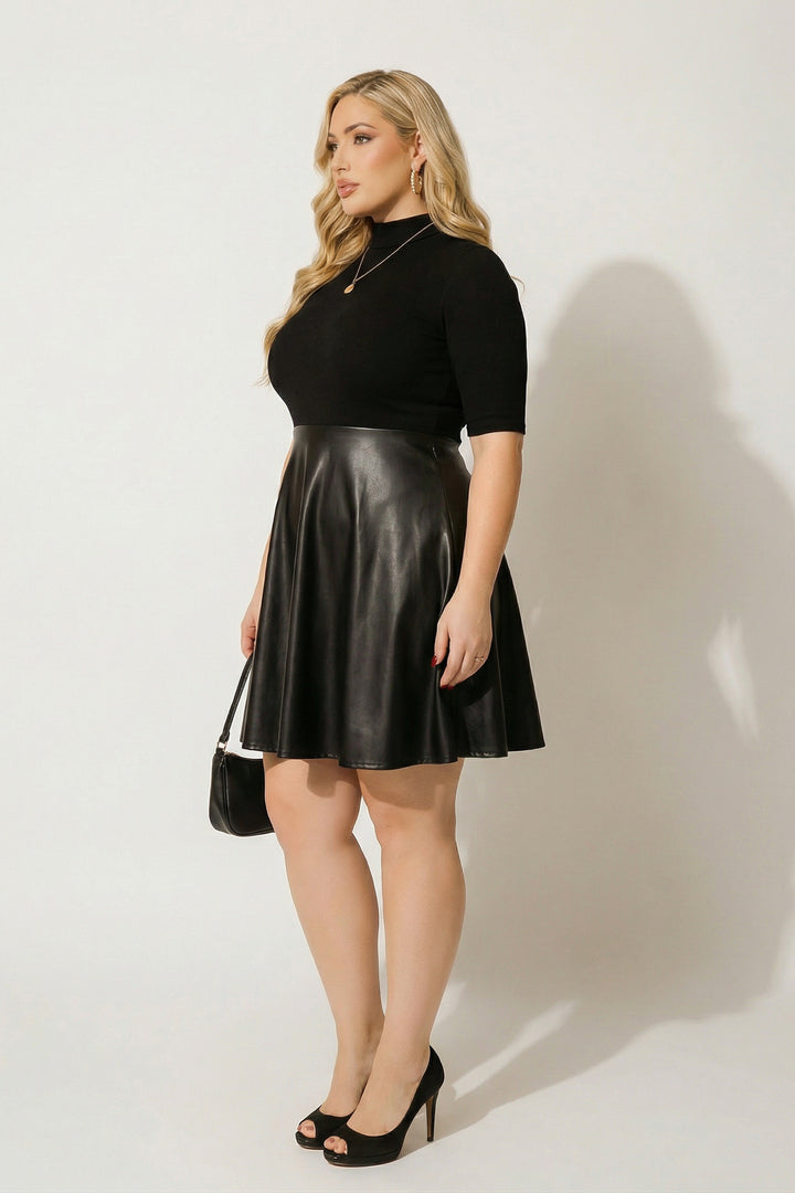 Curvy Sense Inc. Dresses Plus Size Juliette Mock Neck Dress - Black