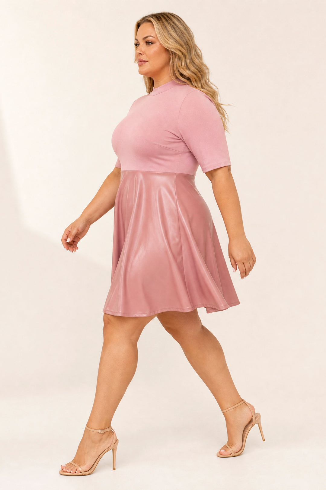 Curvy Sense Inc. Dresses Plus Size Juliette Mock Neck Dress - Mauve