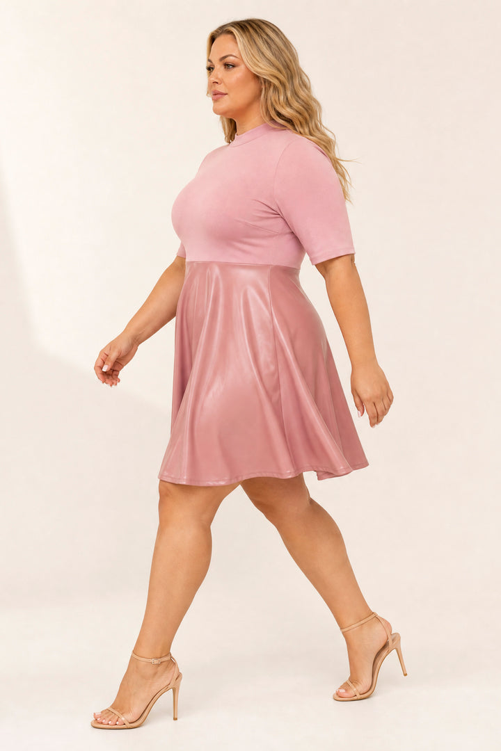 Curvy Sense Inc. Dresses Plus Size Juliette Mock Neck Dress - Mauve