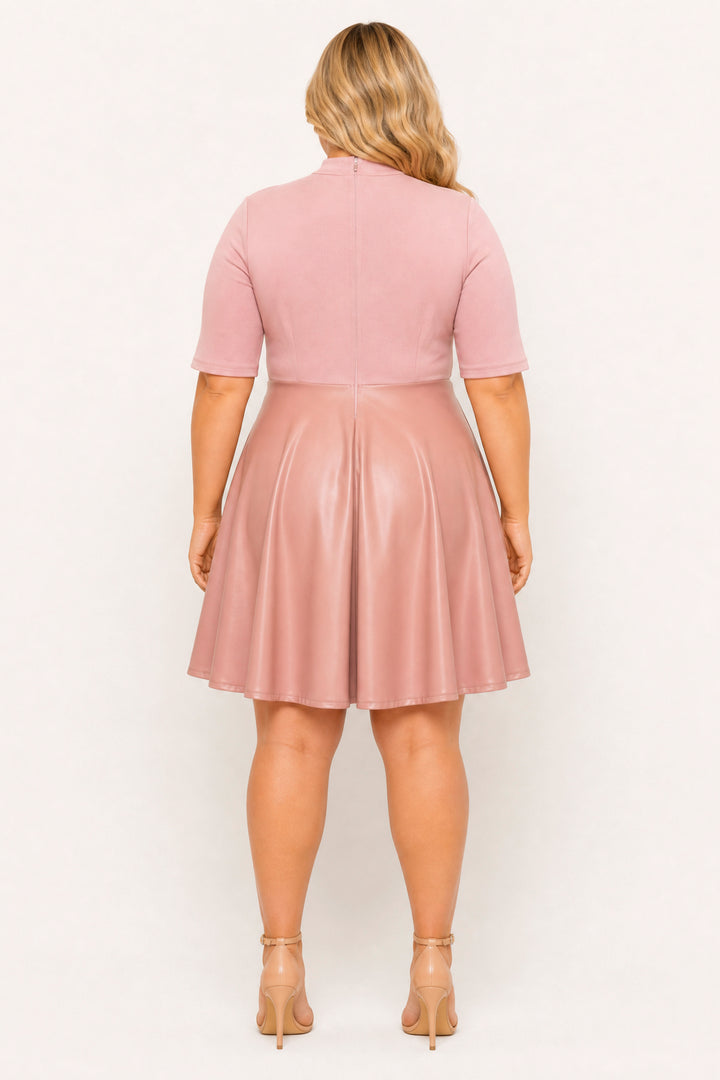 Curvy Sense Inc. Dresses Plus Size Juliette Mock Neck Dress - Mauve