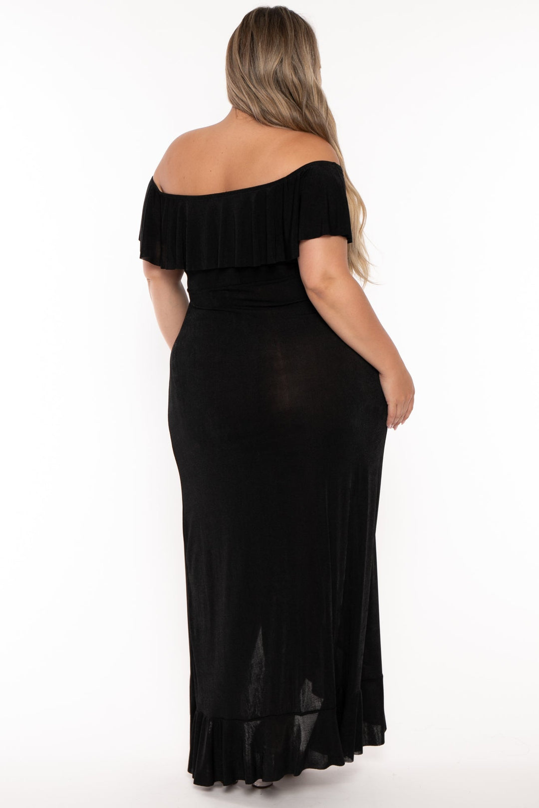 Curvy Sense Dresses Plus Size  Karenina Slinky Maxi  Dress -Black