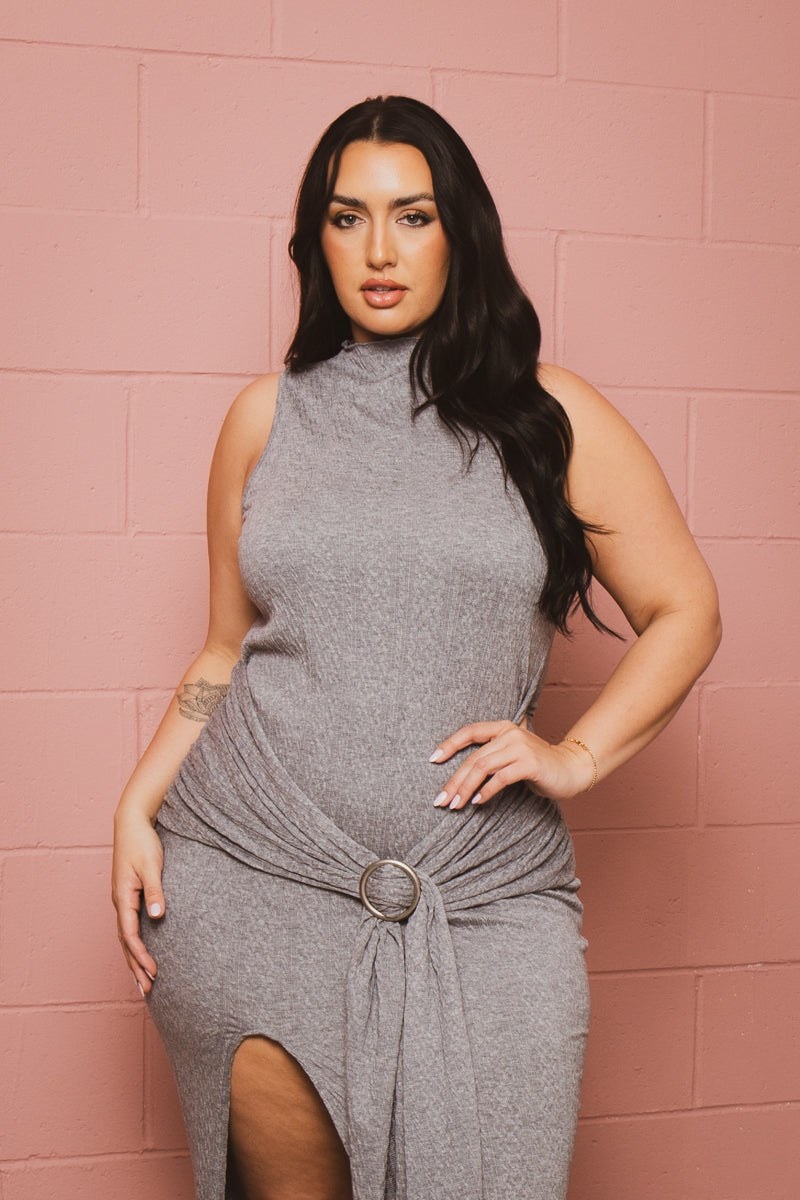 Plus Size Karima Maxi Dress - Grey 1X / Grey at Curvy Sense Plus Size Karima Maxi Dress - Grey 1X / Grey at Curvy Sense