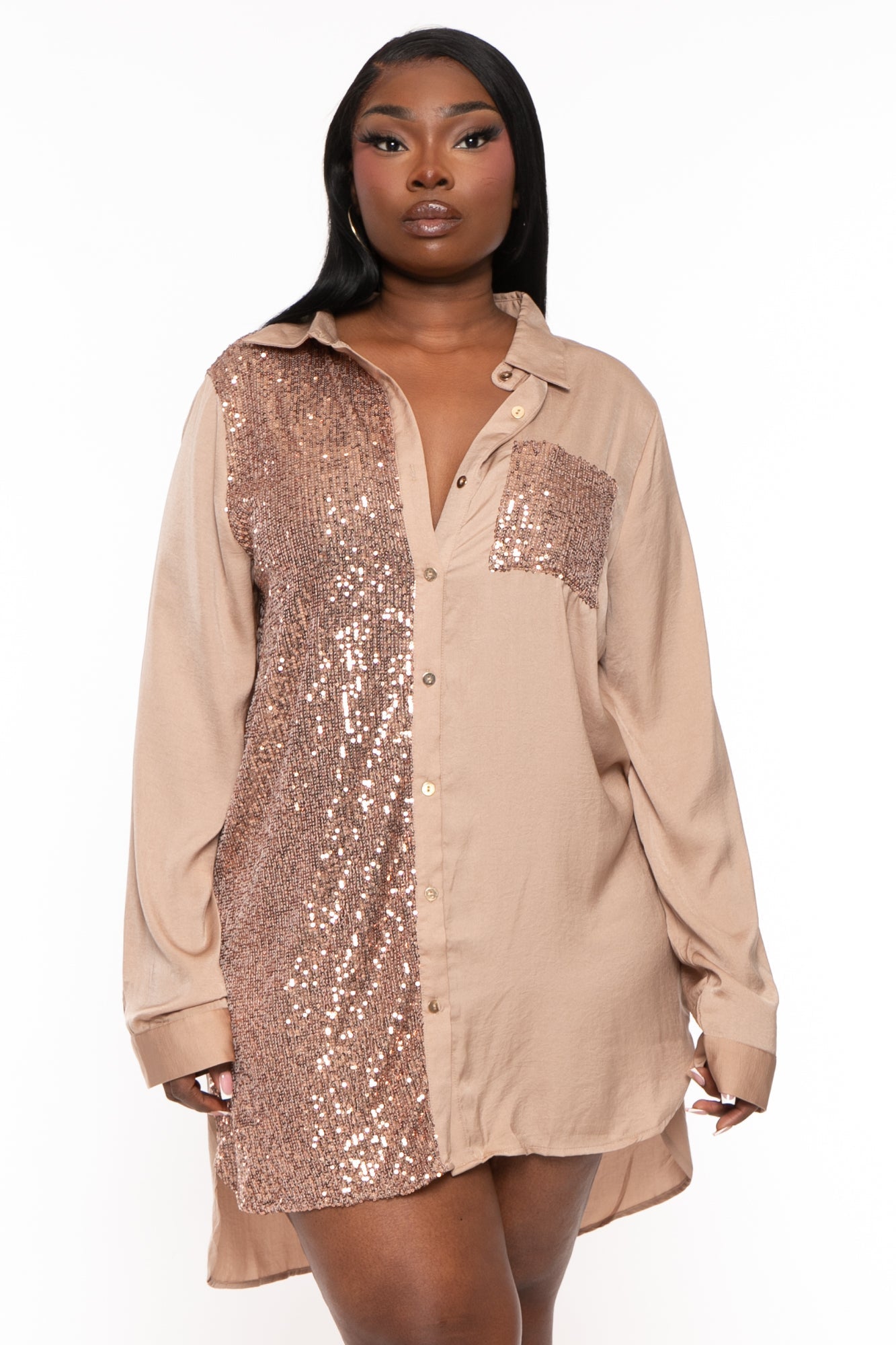 Sequin button down shirt clearance dress