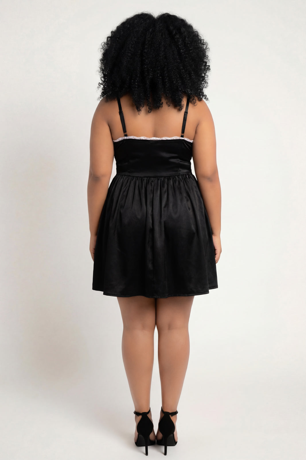 Women's Plus Size Kimaree Satin Flare Dress -Black