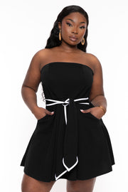 Curvy Sense Dresses Plus Size Larisa Strapless  Flare Dress- Black