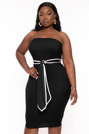 Curvy Sense Dresses Plus Size Larisa Strapless Midi Dress- Black