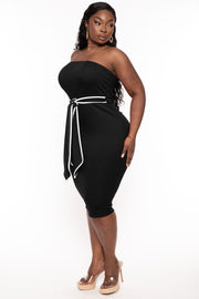 Curvy Sense Dresses Plus Size Larisa Strapless Midi Dress- Black