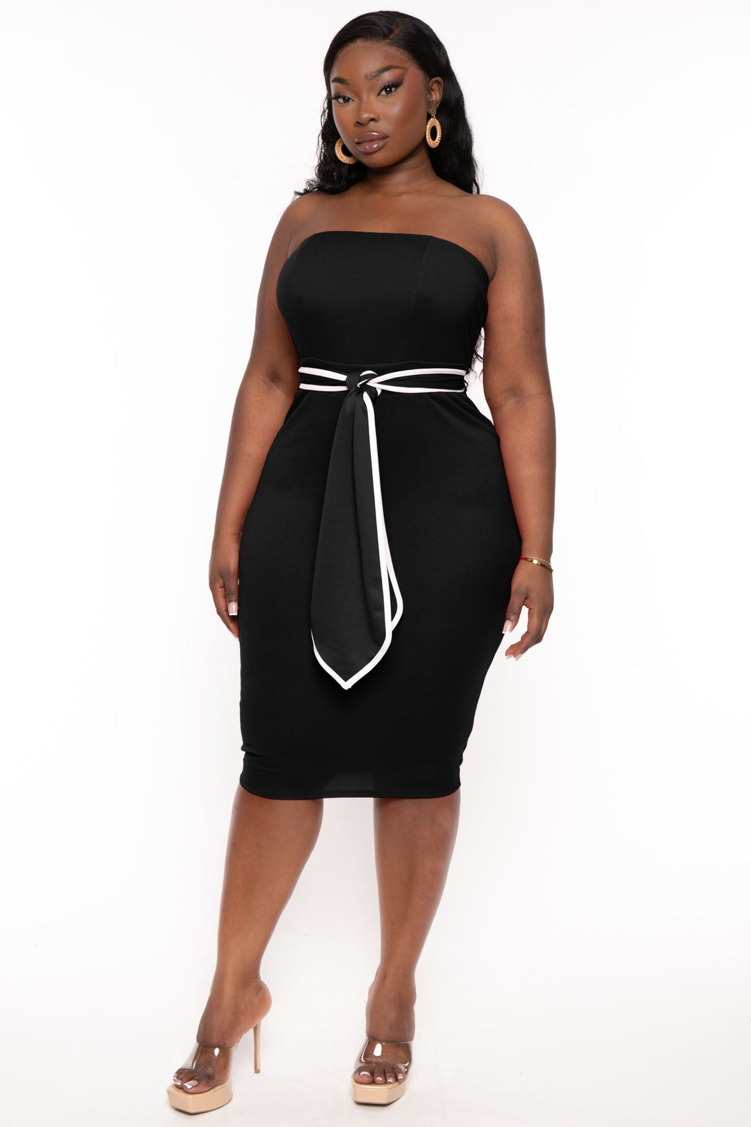 Plus Size Foxee Faux Leather Midi Dress - Black – Curvy Sense