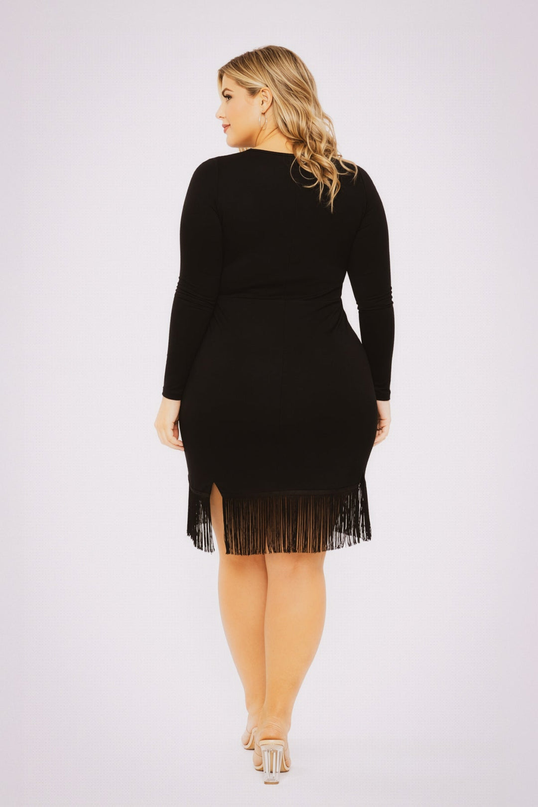 Curvy Sense Inc. Dresses Plus Size Lindecita Fringe Dress - Black