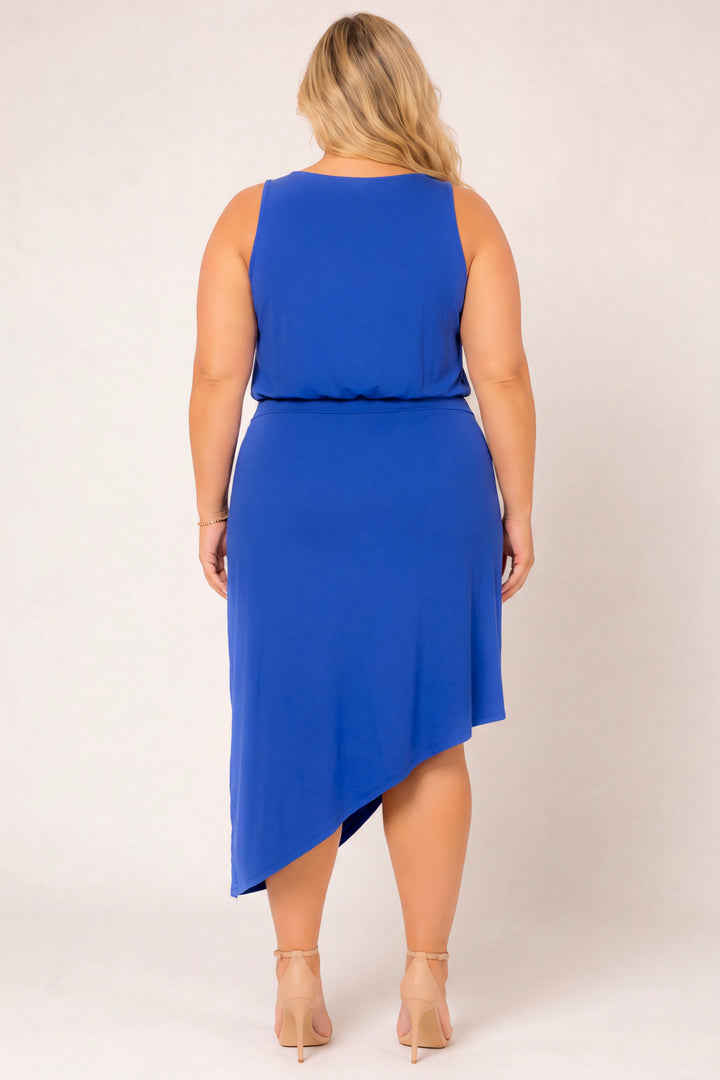 Curvy Sense Inc. Dresses Plus Size Liora Drape Dress - Blue