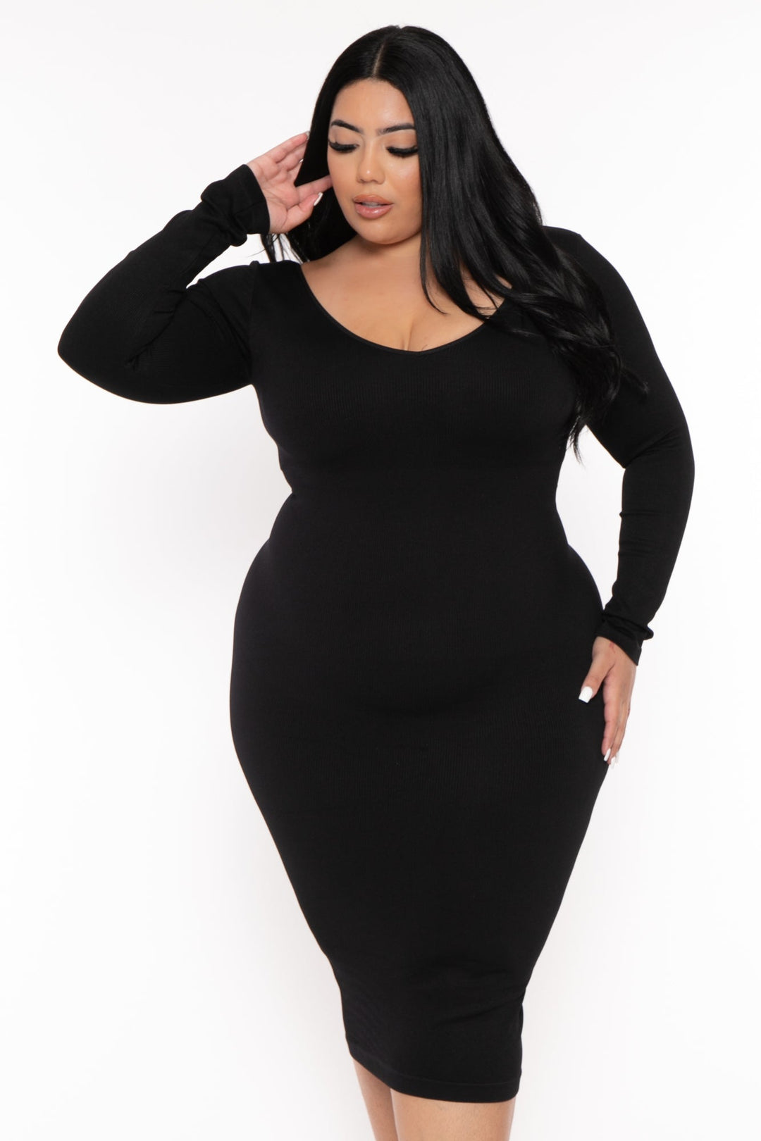 Plus Size Little Black Snatched Dress - Black – Curvy Sense
