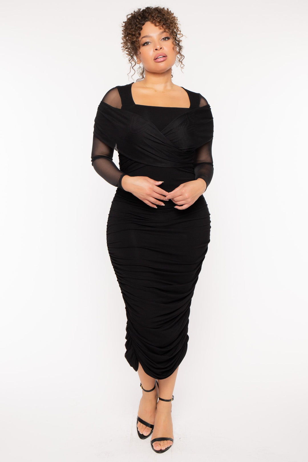 Curvy Sense Dresses Plus Size Lizabeth  Bodycon  Dress- Black