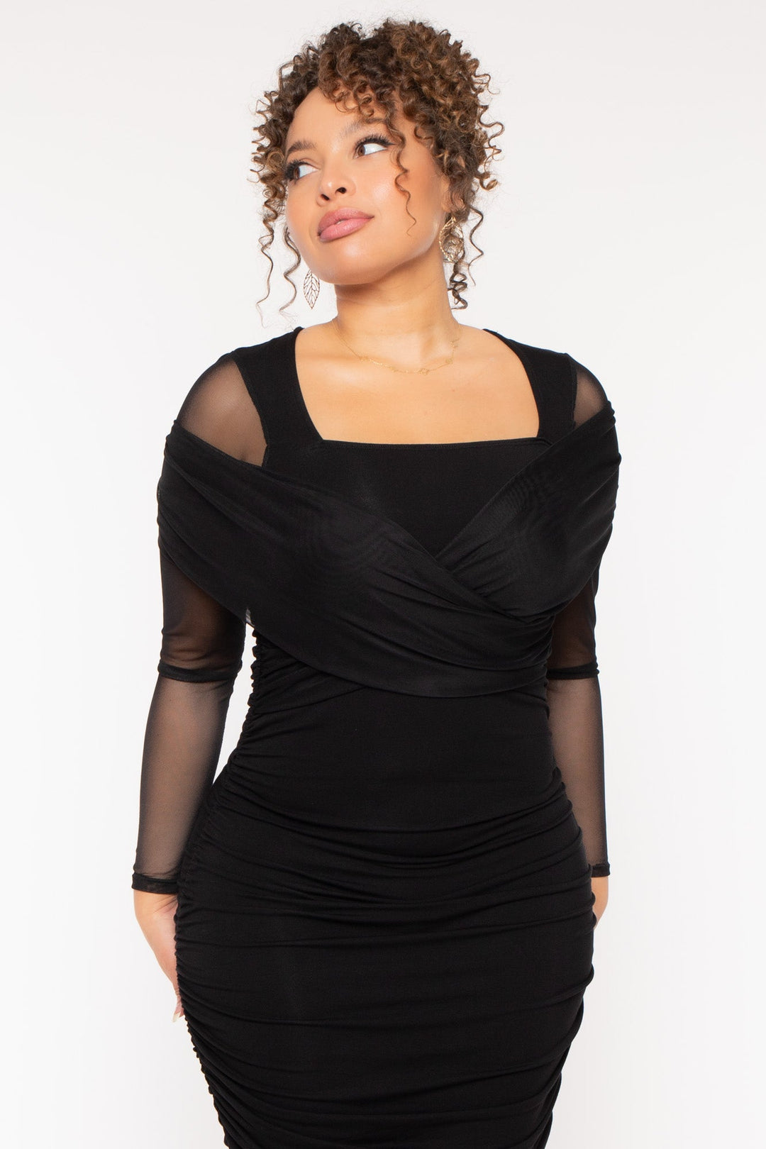 Curvy Sense Dresses Plus Size Lizabeth  Bodycon  Dress- Black