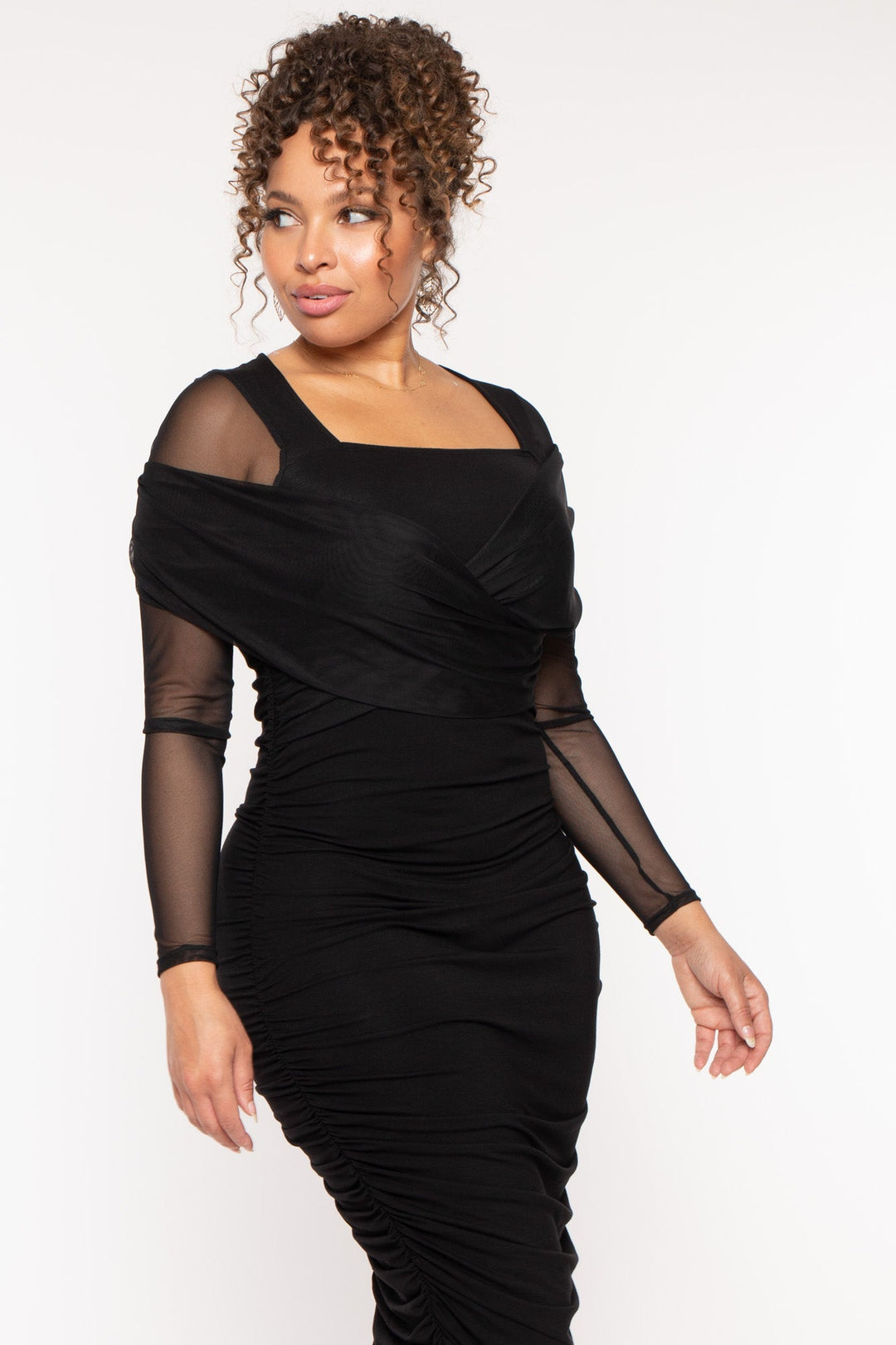 Curvy Sense Dresses Plus Size Lizabeth  Bodycon  Dress- Black