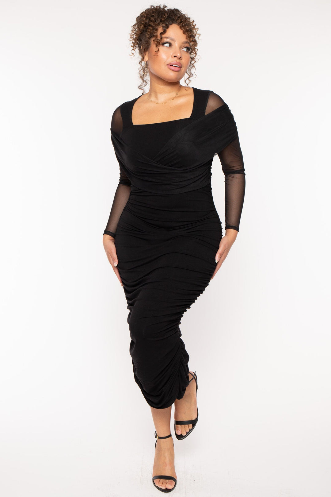 Curvy Sense Dresses Plus Size Lizabeth  Bodycon  Dress- Black