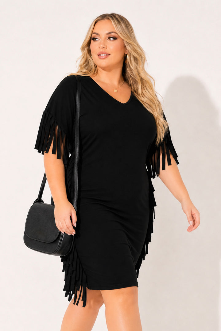 Curvy Sense Inc. Dresses Plus Size Lounge Escape Tee Dress - Black