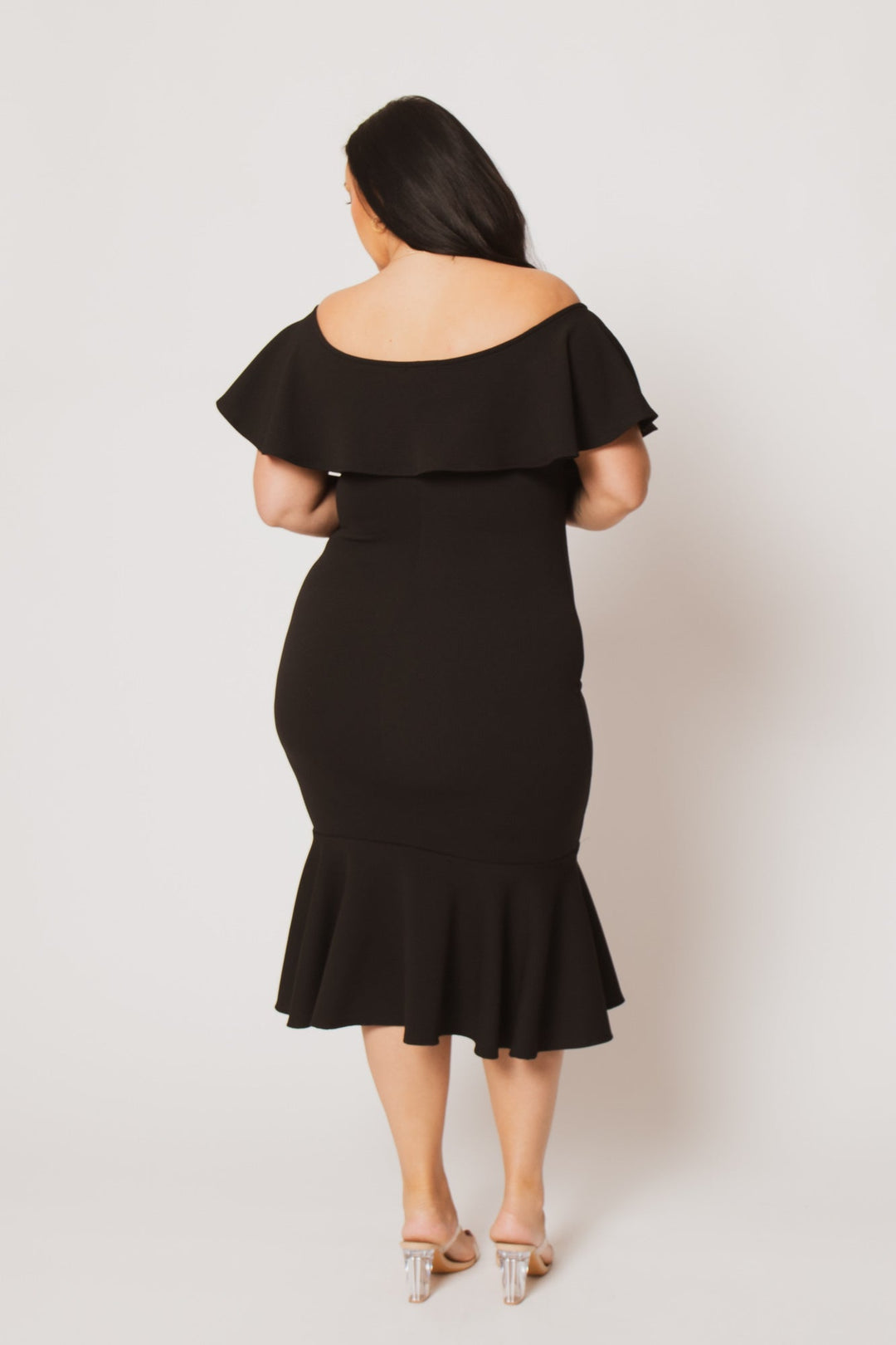 Curvy Sense Inc. Dresses Plus Size Lucinda Midi Dress - Black