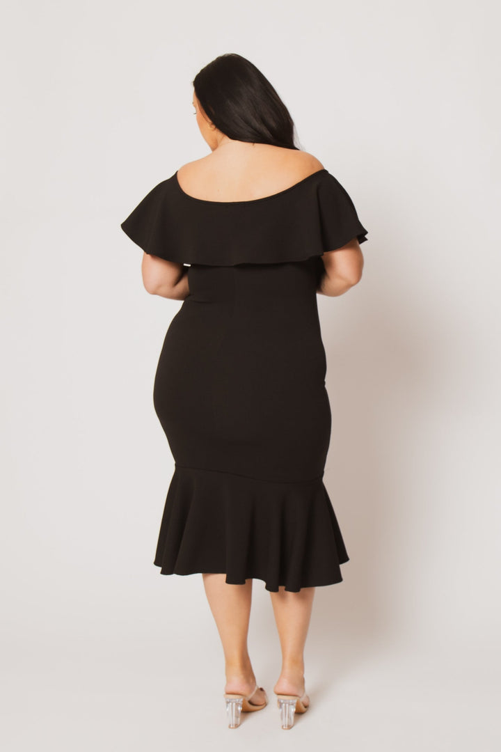 Curvy Sense Inc. Dresses Plus Size Lucinda Midi Dress - Black