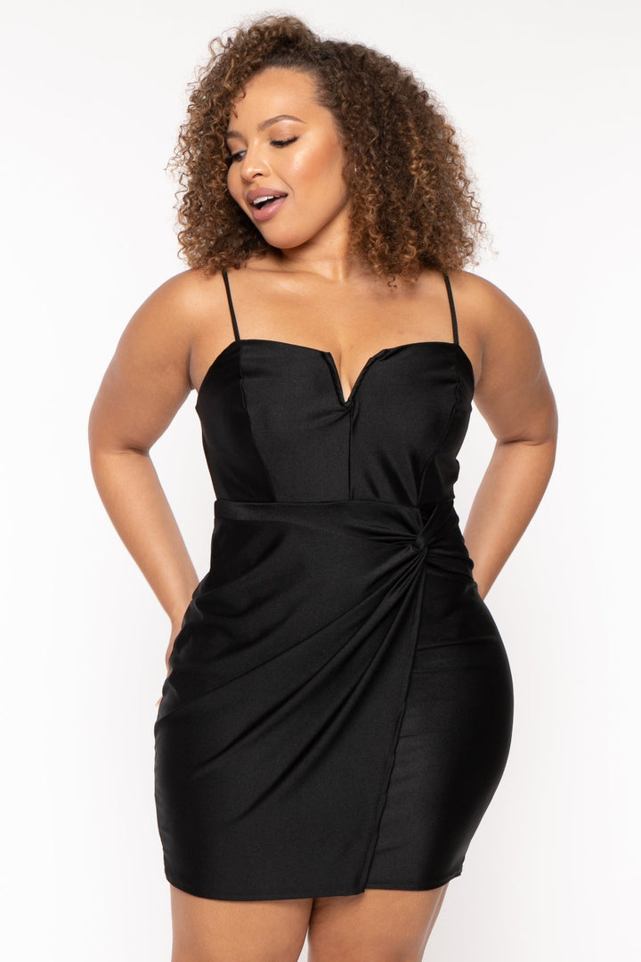 Curvy Sense Dresses Plus Size Lunette Cami Mini Dress -Black