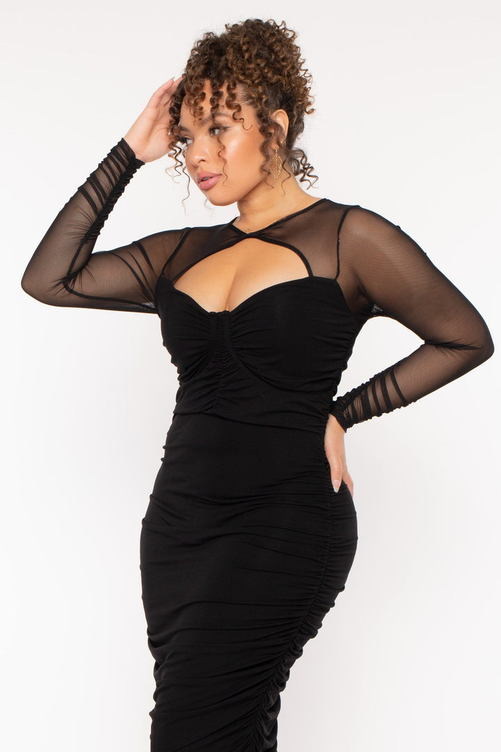 Curvy Sense Dresses Plus Size Maelys  Bodycon  Dress- Black