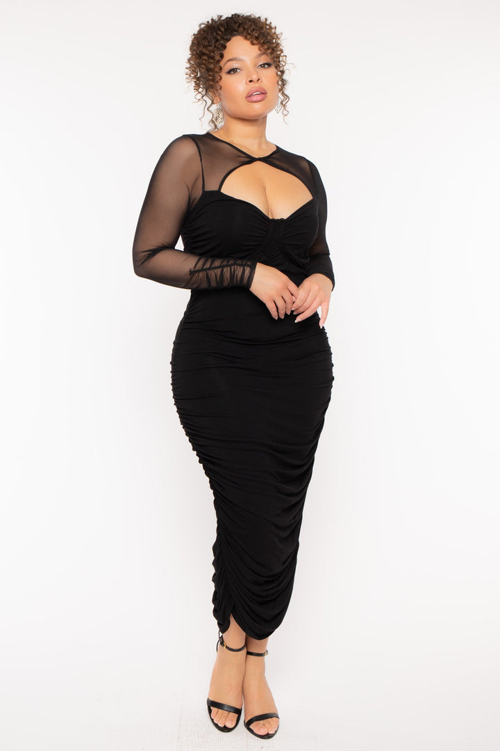 Curvy Sense Dresses Plus Size Maelys  Bodycon  Dress- Black