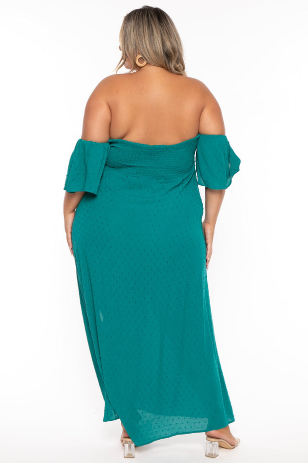 CULTURE CODE Dresses Plus Size Magalie Swiss Dot  Maxi  Dress - Green