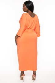 Goodtime USA Dresses Plus Size Maleda Front Wrap Dress- Coral