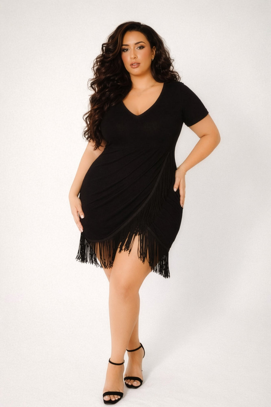 Curvy Sense Inc. Dresses Plus Size Mamacita Fringe Dress - Black