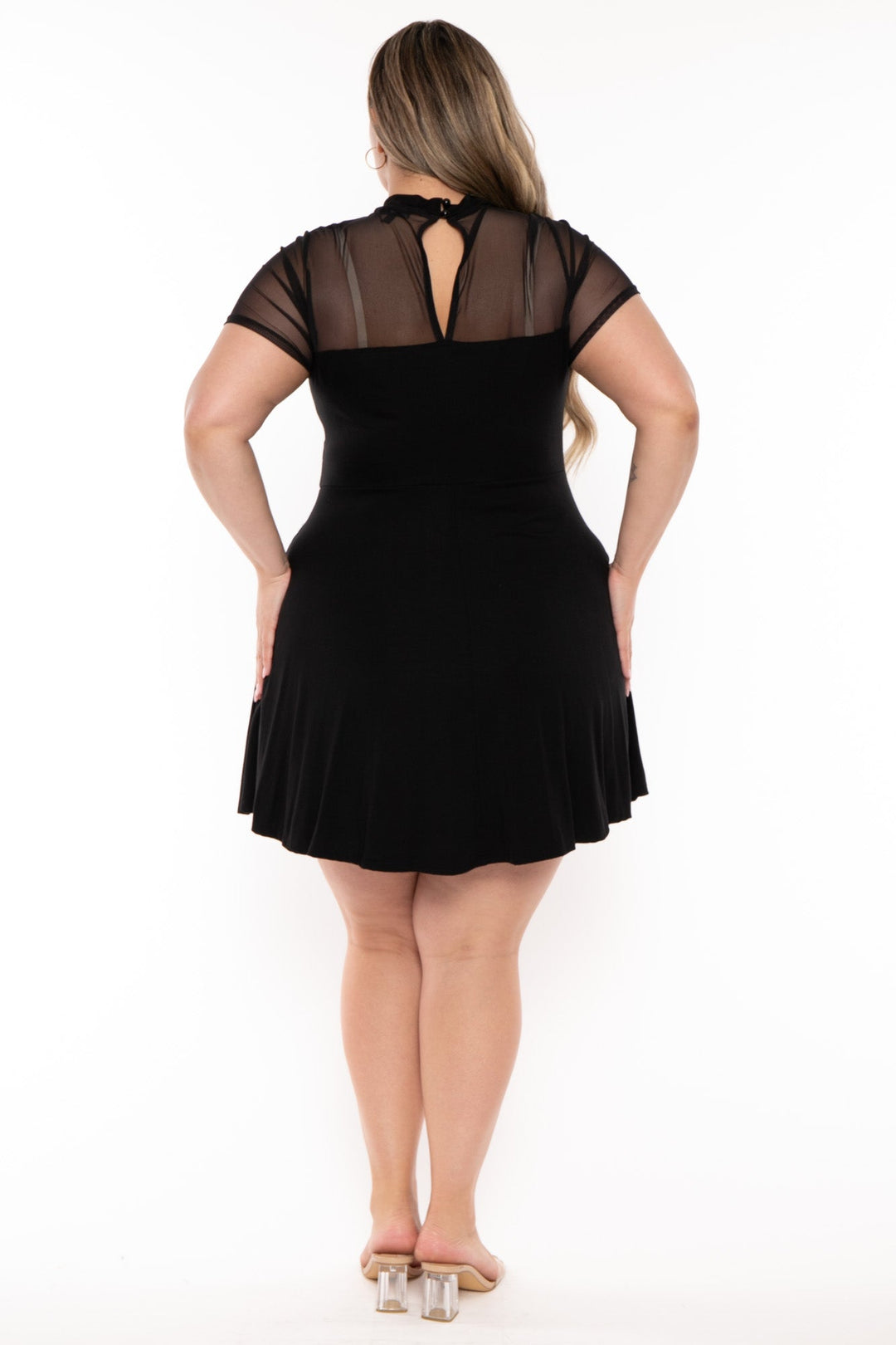Curvy Sense Dresses Plus Size Marietta Front Twist  Dress- Black