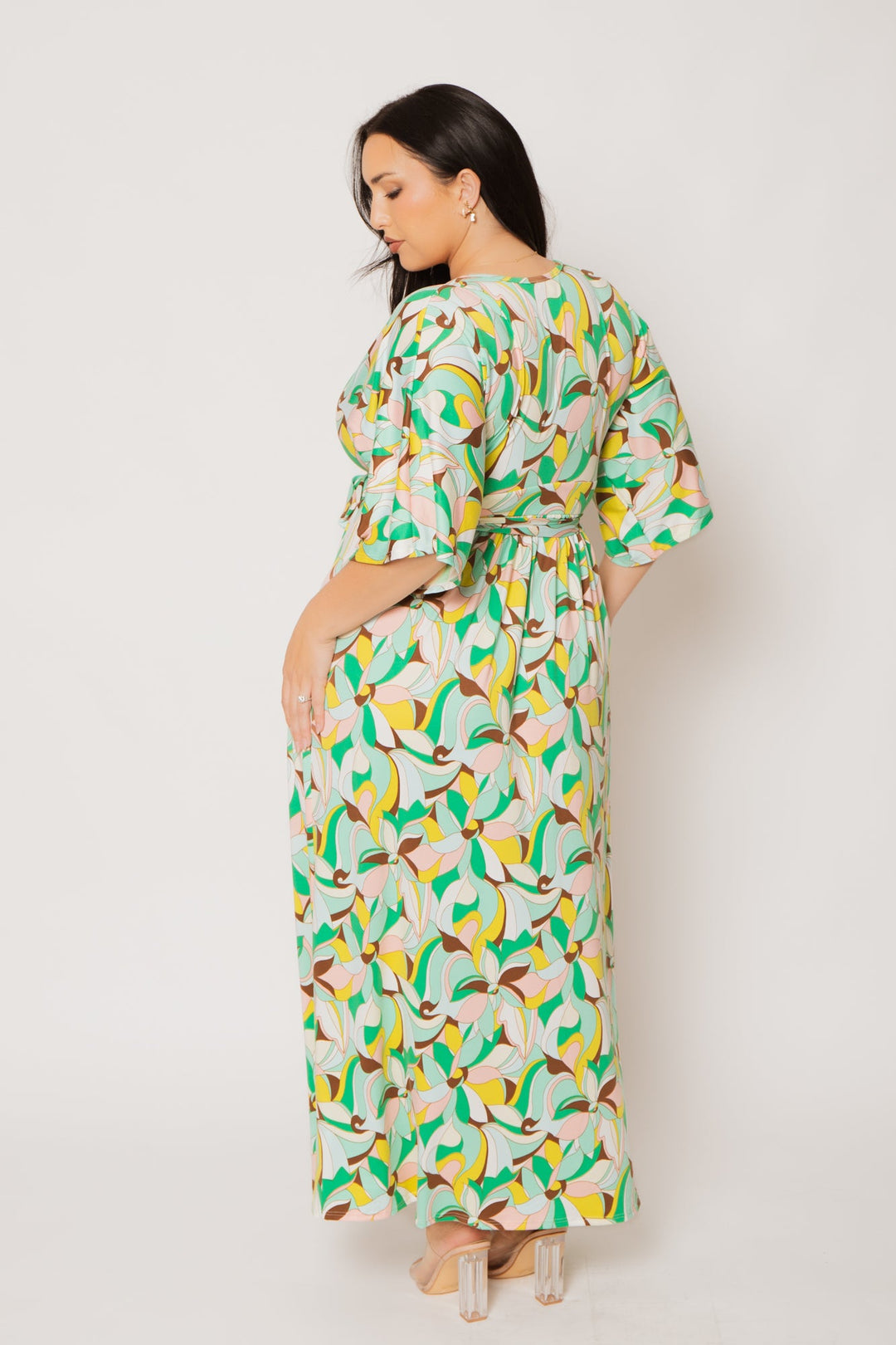 green maxi dress plus size Final Sale Plus Size Tank Maxi Dress in Chiffon in Green with Zebra Print Summer