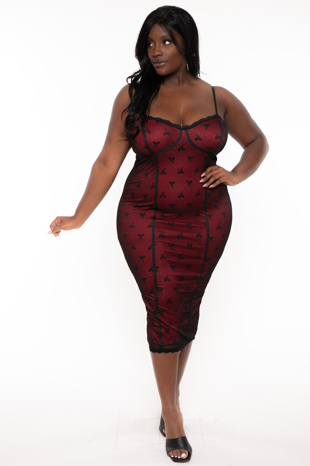 Curvy Sense Dresses Plus Size Marley Corset Lace Dress - Black