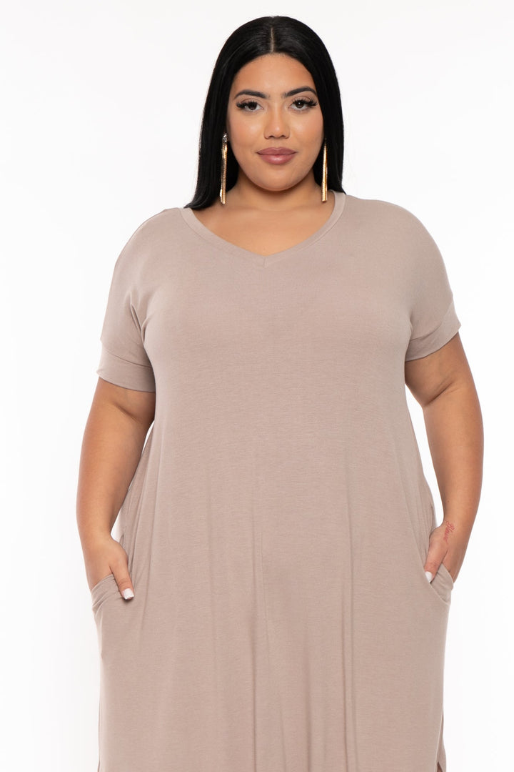 Zenana Dresses Plus Size Maxi T-Shirt Dress - Mocha