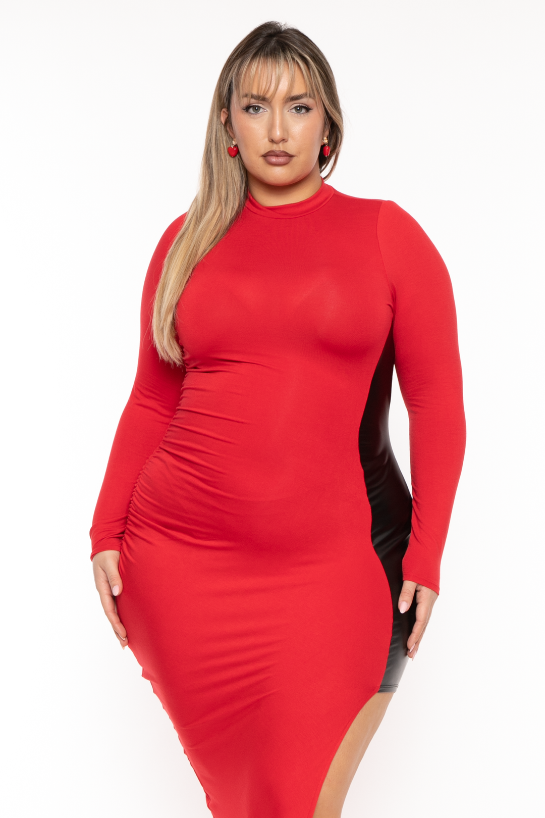 Women's Plus Size Melanie Asymmetric Maxi Dress - Red - Curvy Sense Women's Plus Size Melanie Asymmetric Maxi Dress - Red - Curvy Sense
