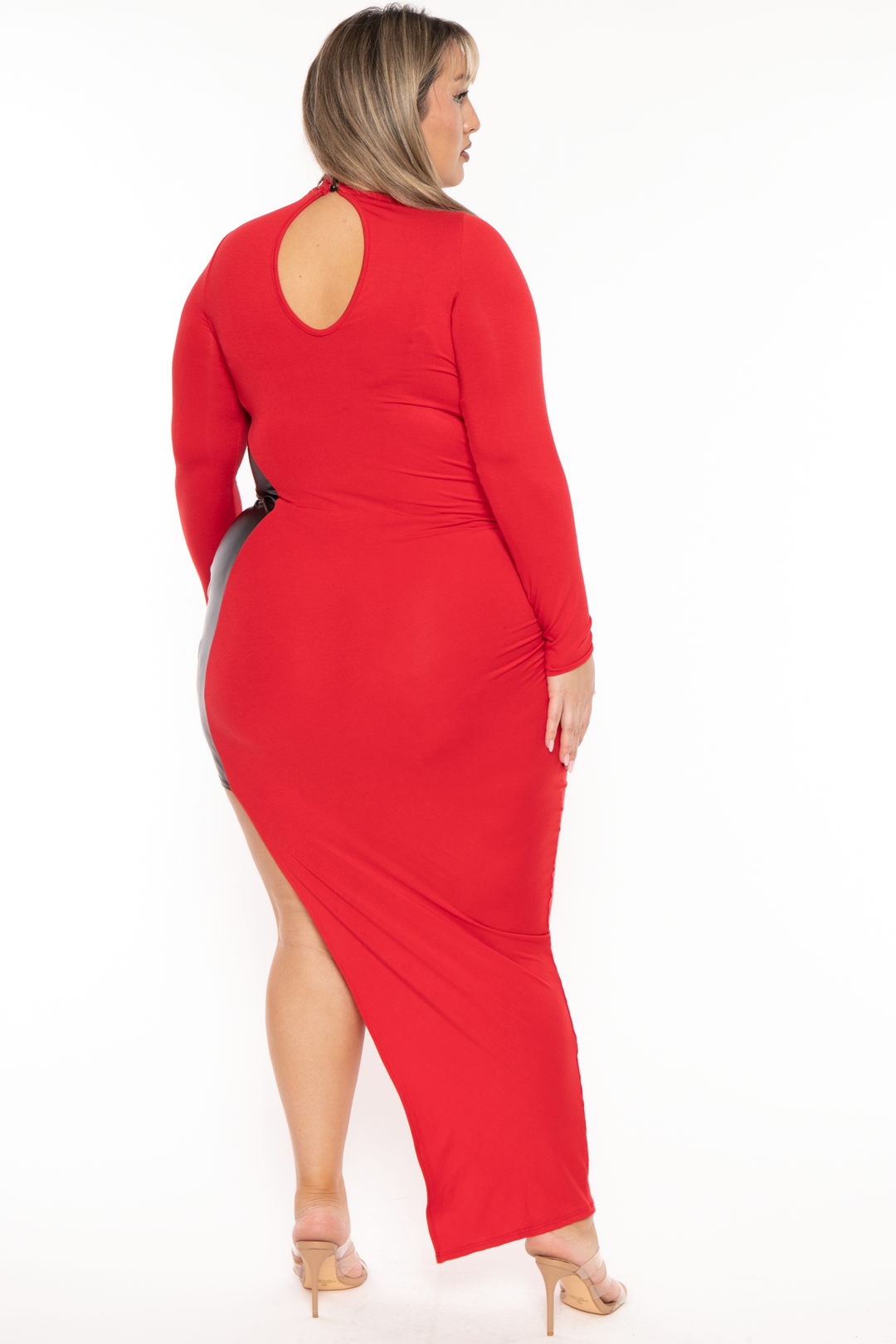 Curvy Sense Dresses Plus Size Melanie Asymmetric Maxi Dress - Red