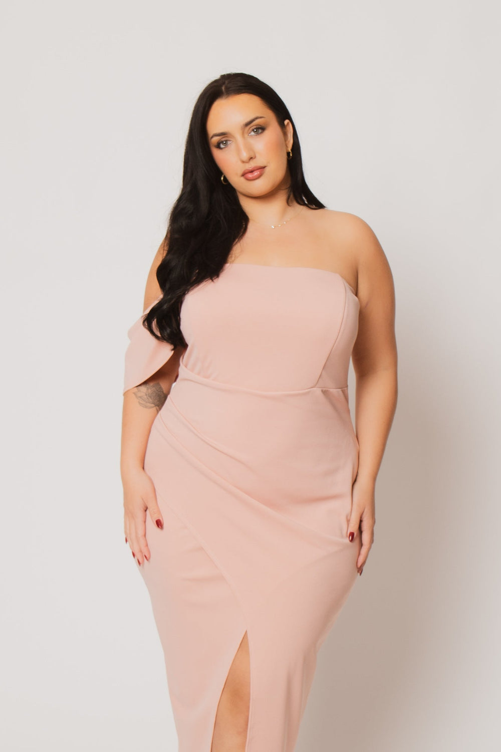 Plus Size Midnight Aura Dress - Blush 1X / Blush at Curvy Sense Plus Size Midnight Aura Dress - Blush 1X / Blush at Curvy Sense