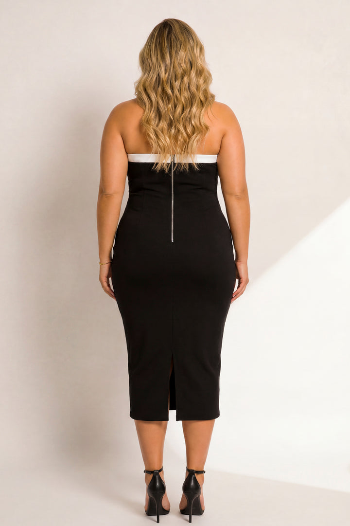 Curvy Sense Inc. Dresses Plus Size Midnight Contrast Dress - Black