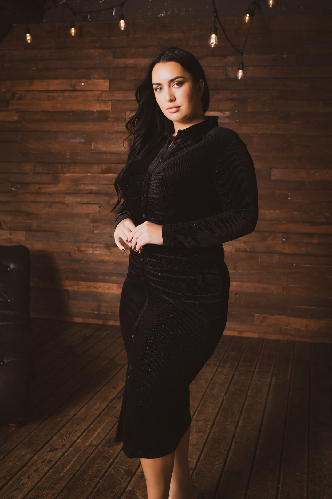 Plus Size Midnight Luxe Dress - Black 2X / Black at Curvy Sense Plus Size Midnight Luxe Dress - Black 2X / Black at Curvy Sense