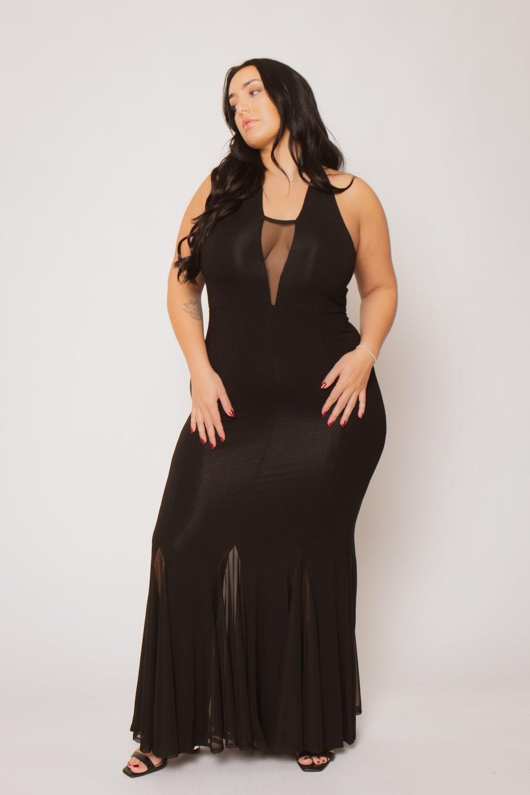 Curvy Sense Inc. Dresses Plus Size Midnight Mermaid Dress - Black