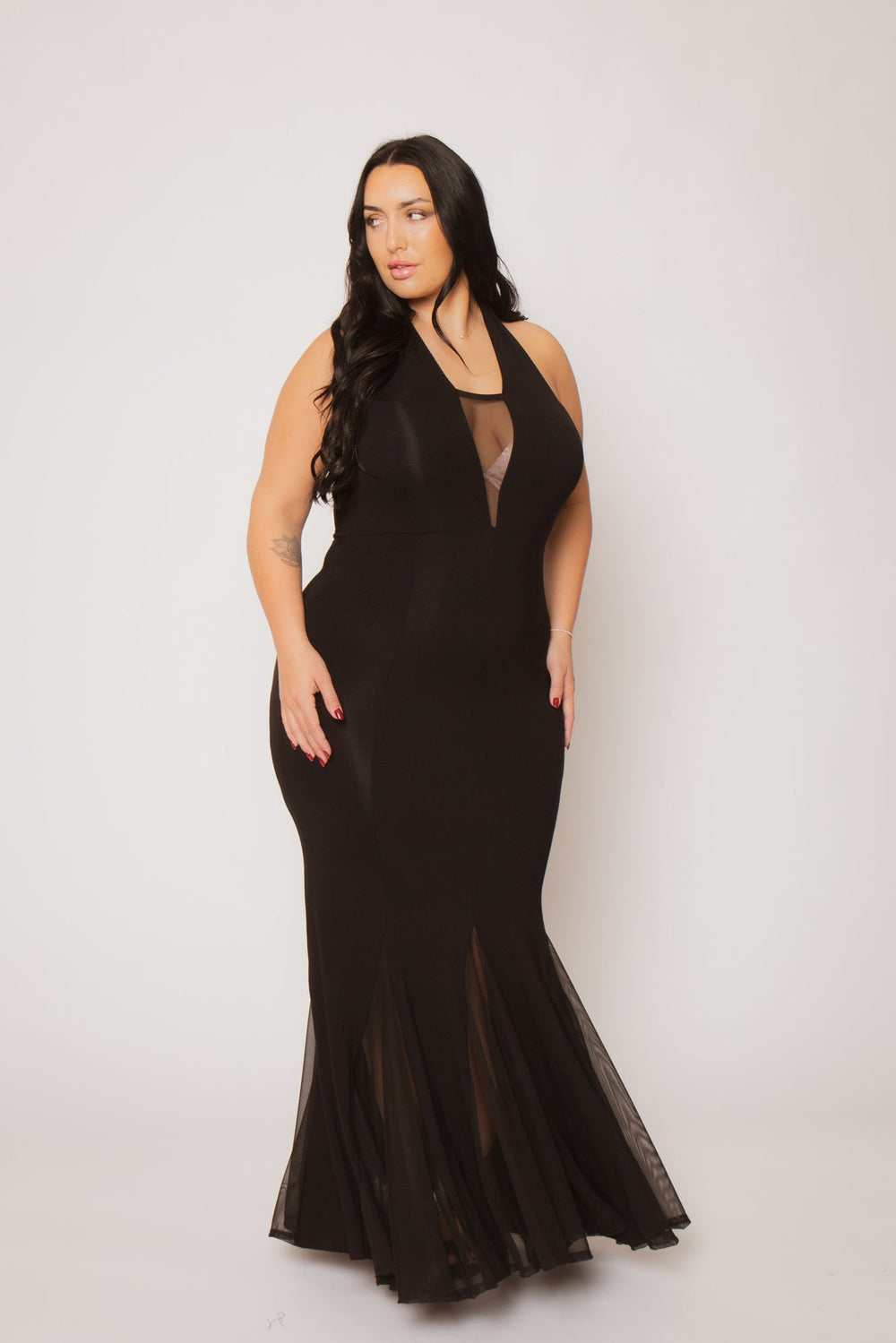 Curvy Sense Inc. Dresses Plus Size Midnight Mermaid Dress - Black