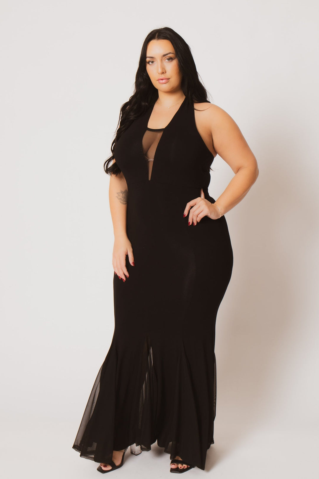 Curvy Sense Inc. Dresses Plus Size Midnight Mermaid Dress - Black