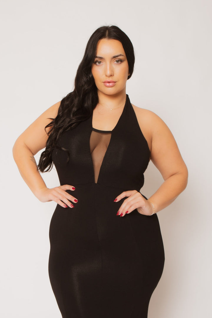 Curvy Sense Inc. Dresses Plus Size Midnight Mermaid Dress - Black