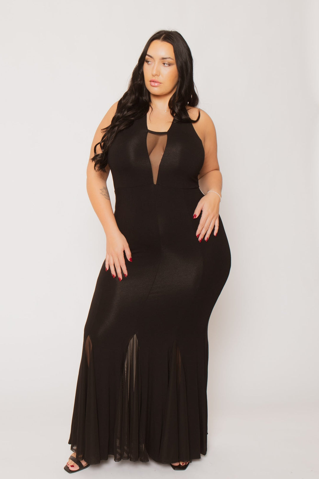 Curvy Sense Inc. Dresses Plus Size Midnight Mermaid Dress - Black