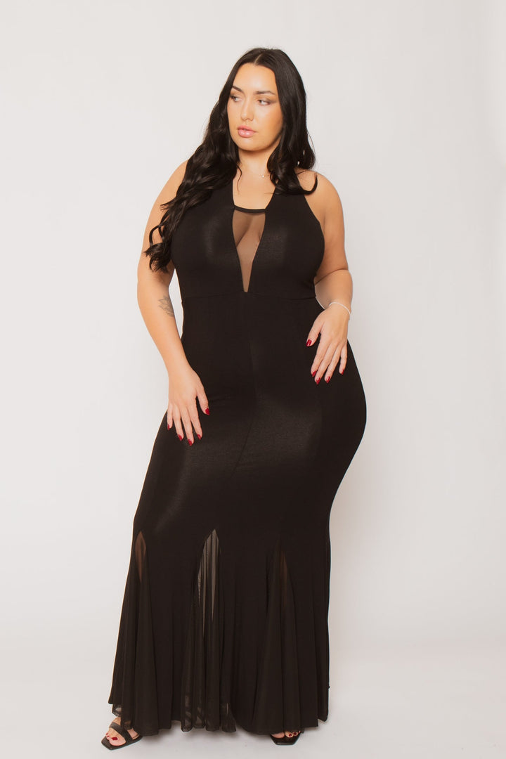 Curvy Sense Inc. Dresses Plus Size Midnight Mermaid Dress - Black