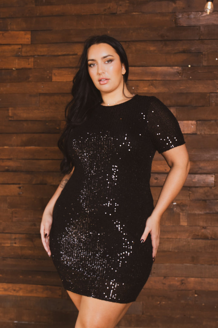 Curvy Sense Inc. Dresses Plus Size Midnight Sparkle Dress - Black