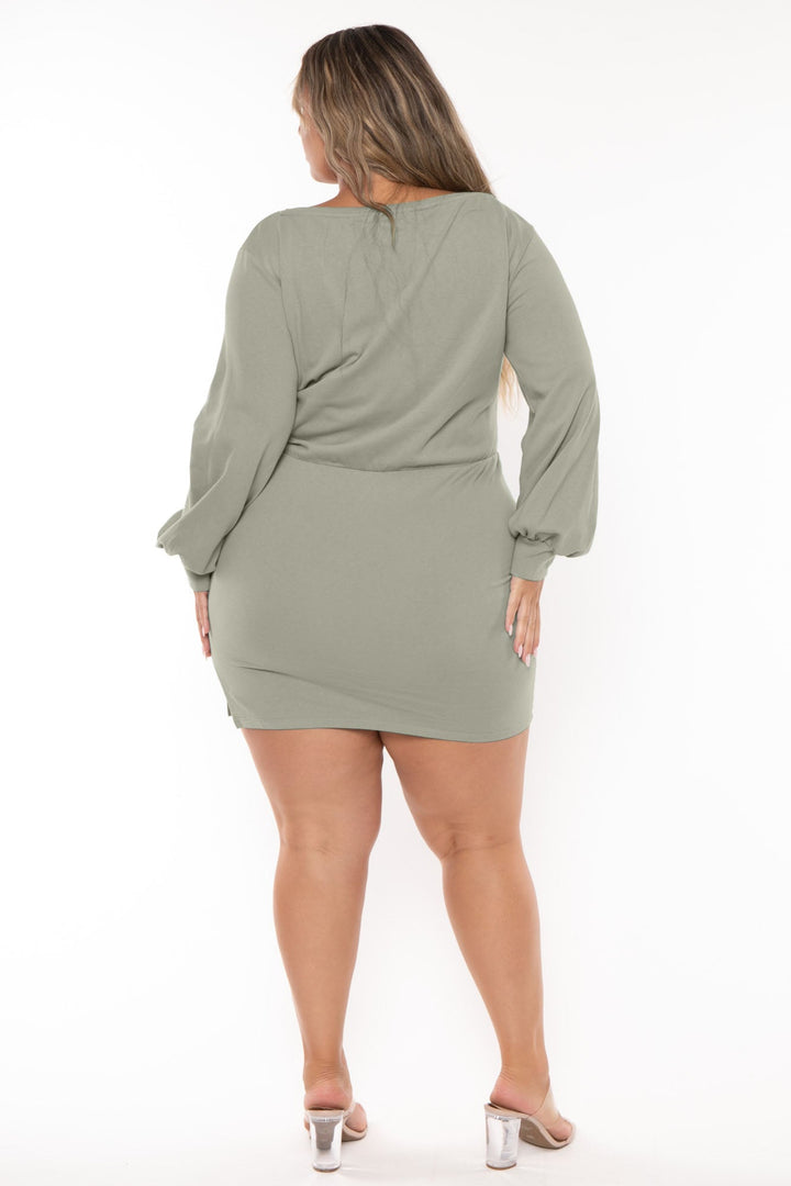 CULTURE CODE Dresses Plus Size Moni Fitted Mini  Dress - Olive