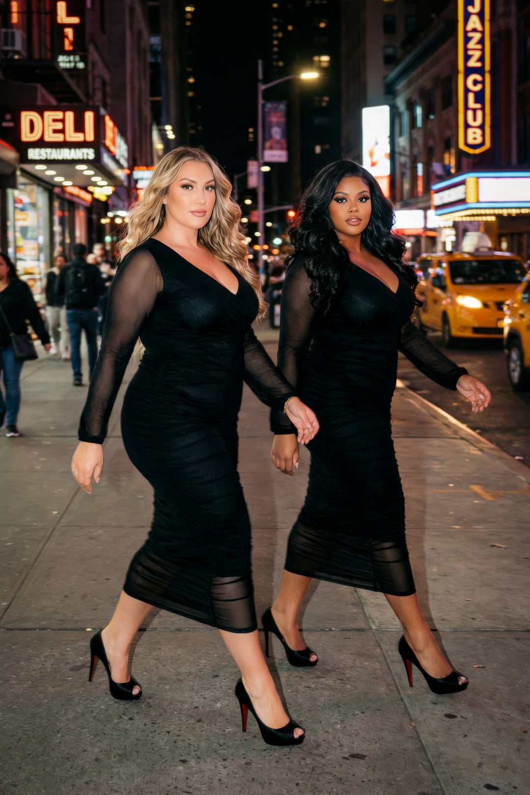 Curvy Sense Inc. Dresses Plus Size Monroe Midnight Mesh Dress - Black