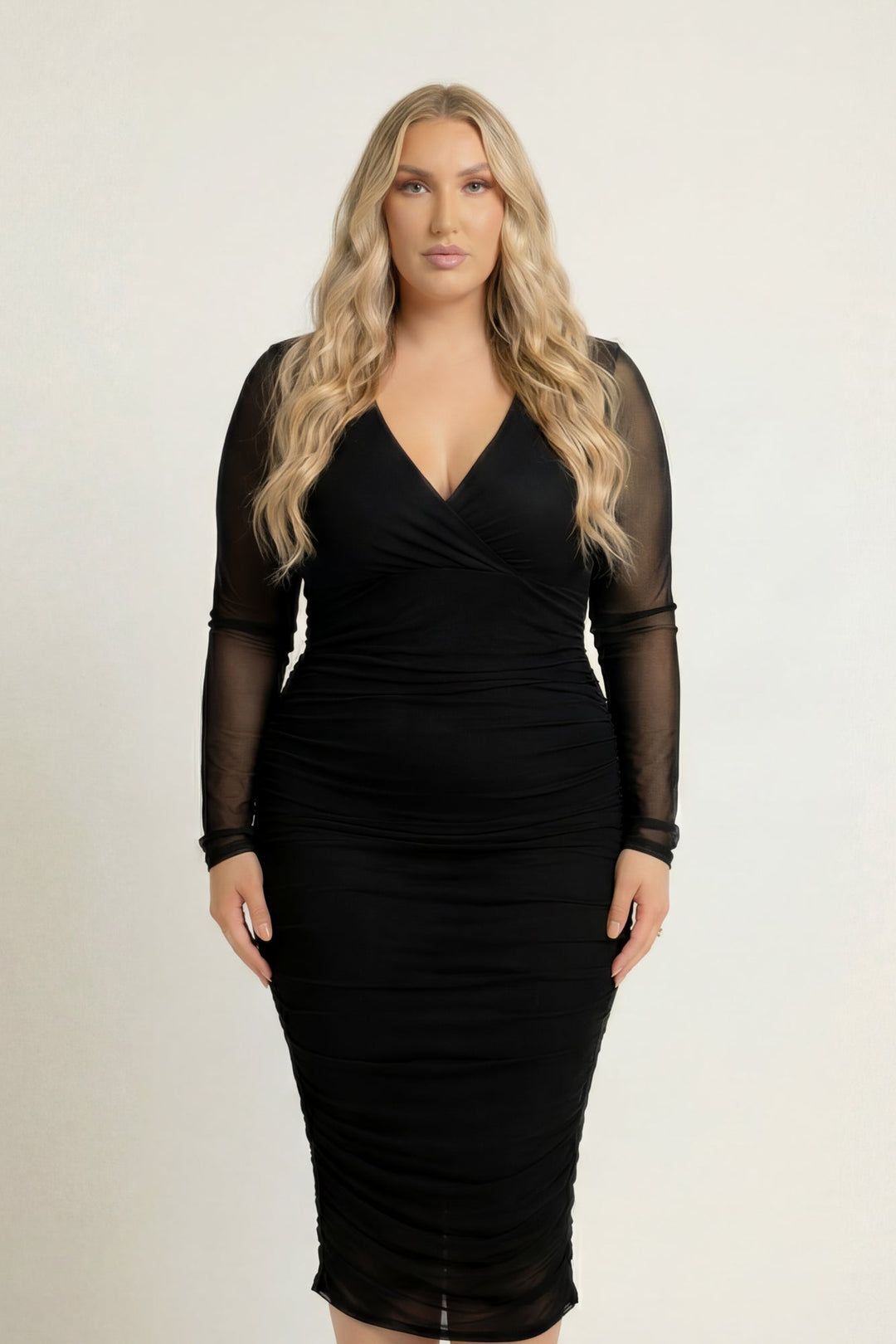 Curvy Sense Inc. Dresses Plus Size Monroe Midnight Mesh Dress - Black