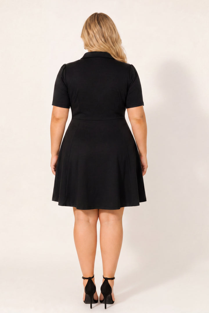Curvy Sense Inc. Dresses Plus Size Monroe Polo Dress - Black