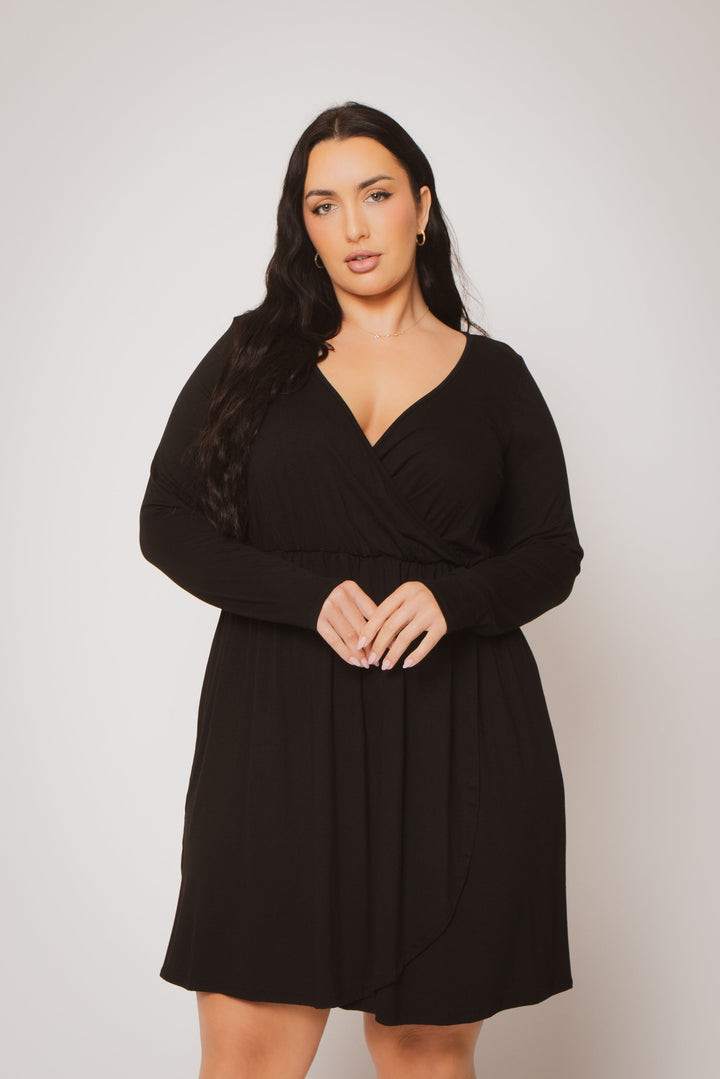 Curvy Sense Inc. Dresses Plus Size Monroe Wrap Dress - Black