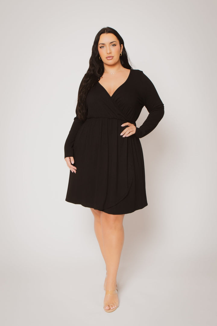 Curvy Sense Inc. Dresses Plus Size Monroe Wrap Dress - Black